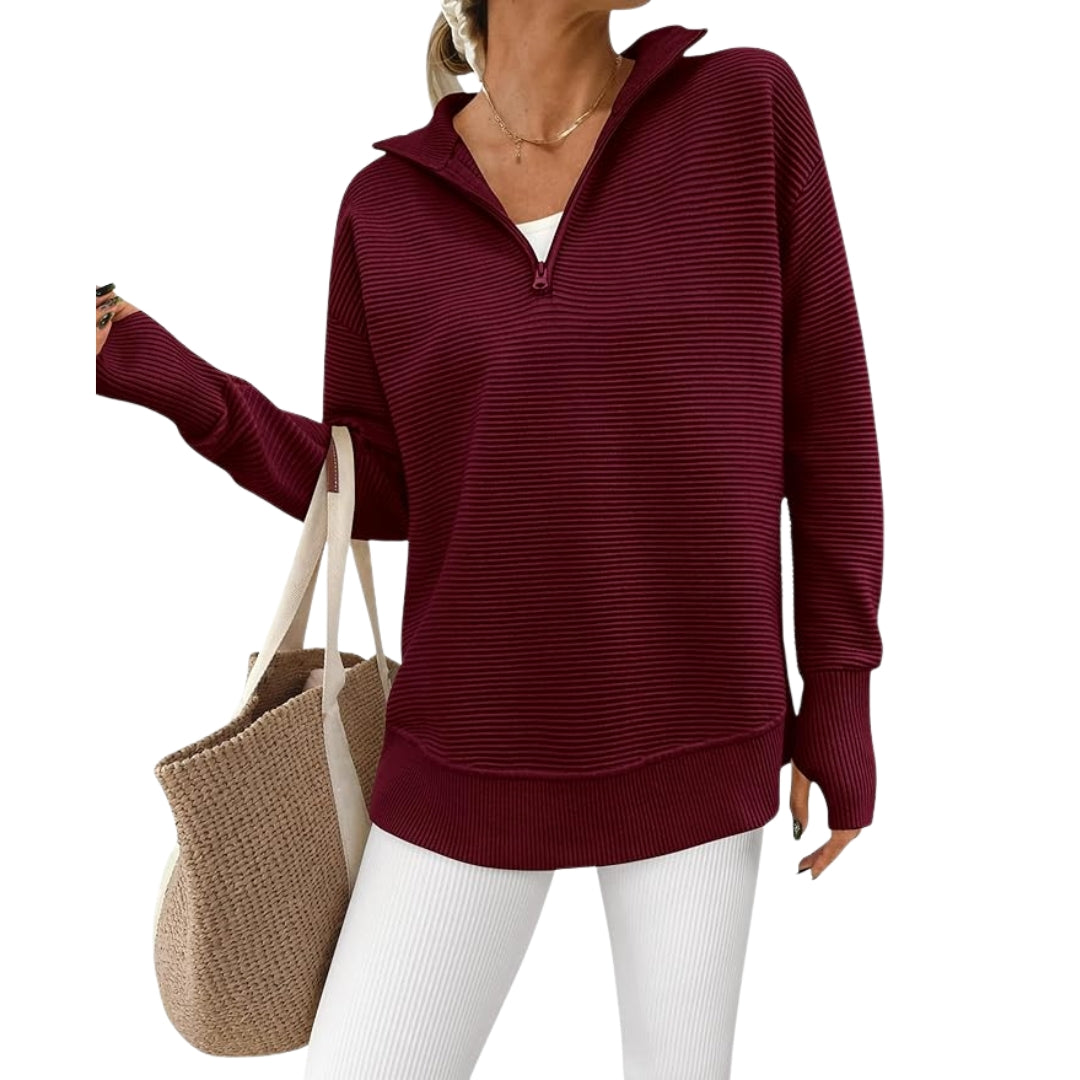 Cora™ Langermet Pullover med Kvartszip
