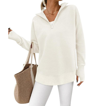 Cora™ Langermet Pullover med Kvartszip